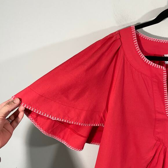 Pomander Place Tuckernuck Red Poppy Stitch Finley Flutter Sleeve Dress Size XL - Picture 5 of 10